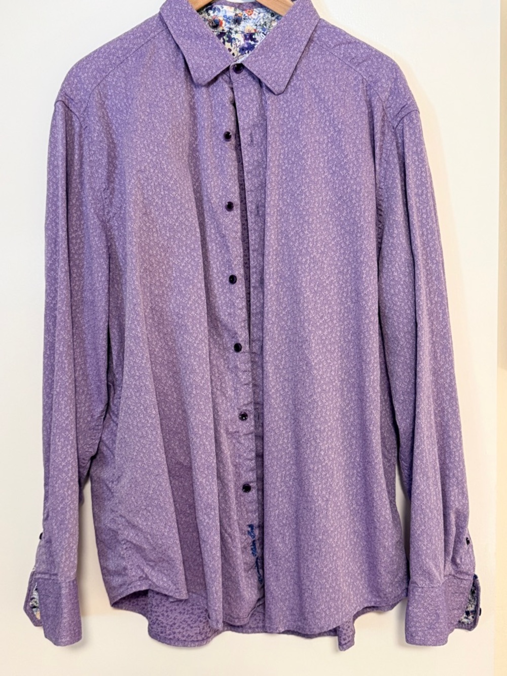Robert Graham Lavender-Purple Printed Long-Sleeve Dress Shirt